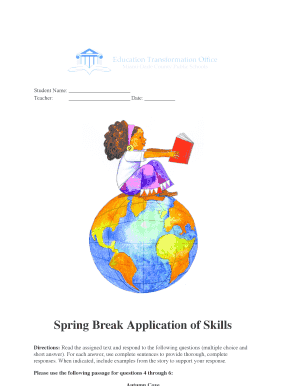Spring Break Application of Skills