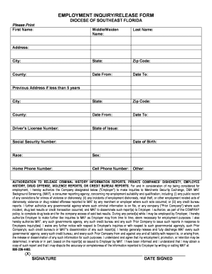 Employment Inquiry Release Form