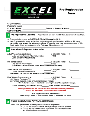 Church Conference Pre-Registration Form