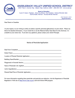 Notice of Pesticide Application