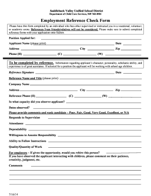 Employment Reference Check Form