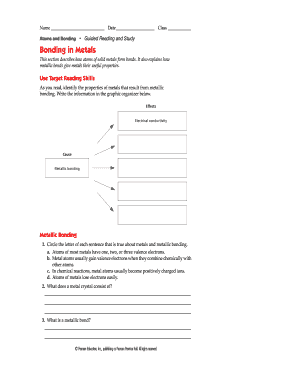 Atoms and Bonding Worksheet