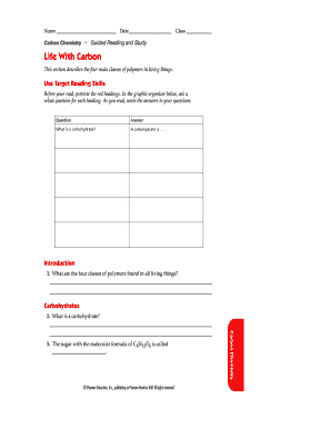 Carbon Chemistry Guided Reading Worksheet