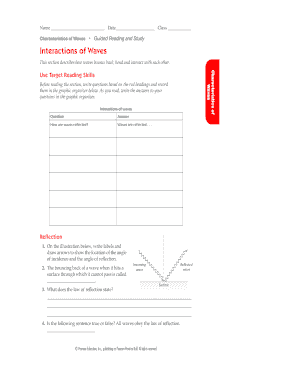 Characteristics of Waves Worksheet