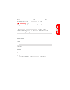Solids Liquids and Gases Worksheet