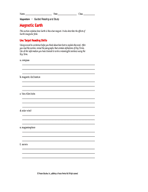 Magnetism Guided Reading and Study Worksheet