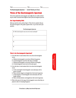 Electromagnetic Spectrum Worksheet