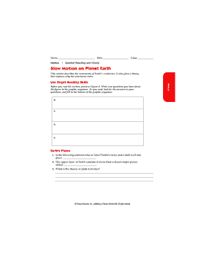 Earth's Plates Guided Reading Worksheet