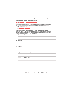 Electronics Guided Reading and Study Worksheet