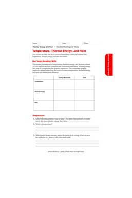 Thermal Energy and Heat Worksheet