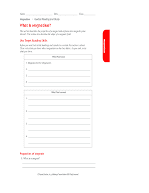 Magnetism Guided Reading and Study Worksheet