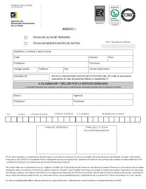 FICHA DE ALTA DE TERCERO