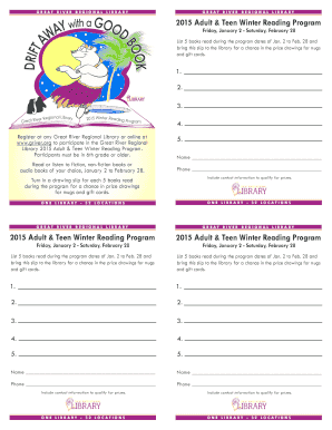 2015 Adult & Teen Winter Reading Program