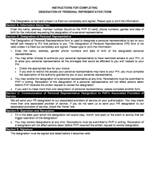 Designation of Personal Representative Form