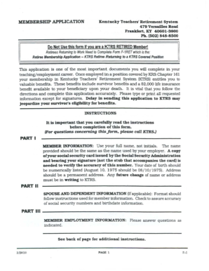 Kentucky Teachers' Retirement System Membership Application