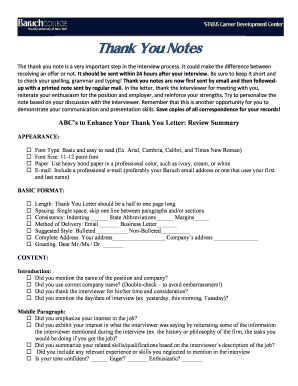 Short thank you email after interview - Thank You Notes - Baruch College - baruch cuny