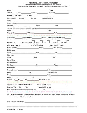 Real Estate Administration Information Sheet