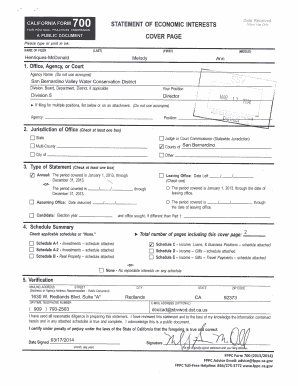 California Form 700 Statement of Economic Interests