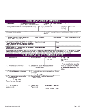 Group Dental Claim Form