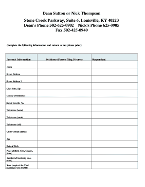 Kentucky Divorce Petition Form