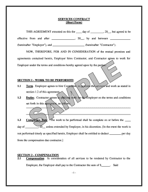 Services Contract Short Form