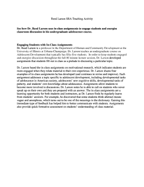 Adolescent Development In-Class Assignments
