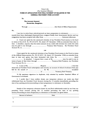 Form 6A Final Payment Application for Provident Fund