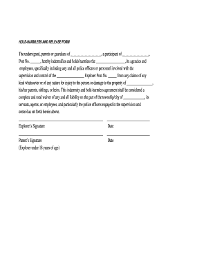 Hold Harmless and Release Form