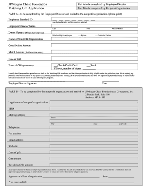 JPMorgan Chase Matching Gift Application