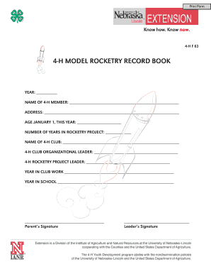 4-H Model Rocketry Record Book