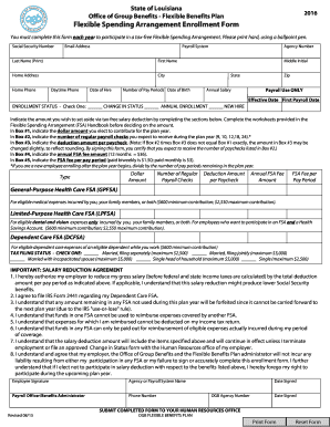 Louisiana Flexible Spending Arrangement Enrollment Form