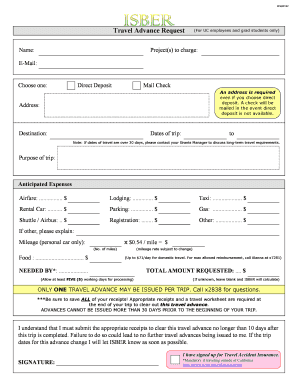 Travel Advance Request Form