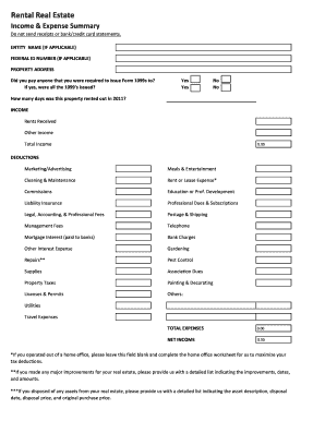 Rental Property Income and Expense Summary