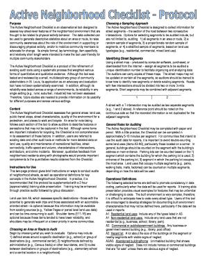 Active Neighborhood Checklist