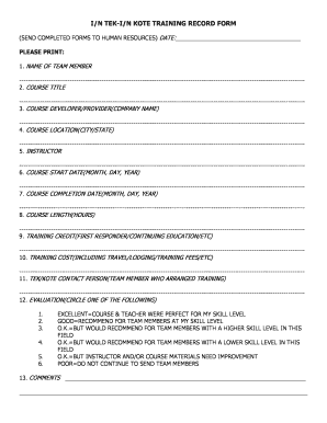 evaluation questions for training