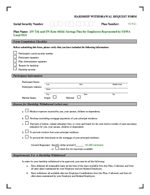 Hardship Withdrawal Request Form