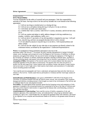 Driver Agreement and Waiver
