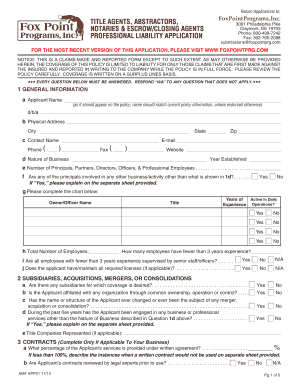 Professional Liability Application for Title Agents
