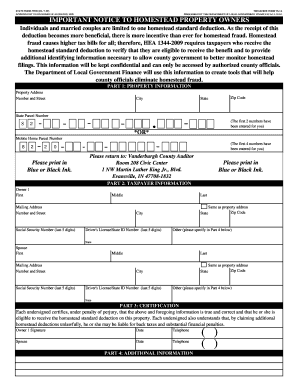 Indiana Homestead Standard Deduction Form