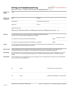 Antrag auf Kapitalauszahlung