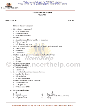 Social Science Exam Paper