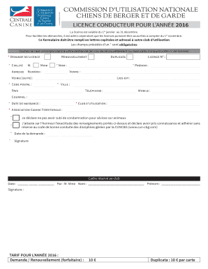 Licence Conducteur Pour L’Année 2016