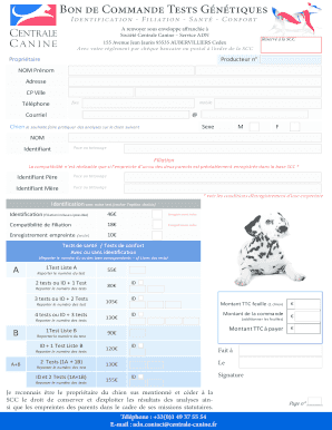Bon de Commande Tests Génétiques