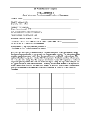 25-Word Statement Template for CFC Charity Listing