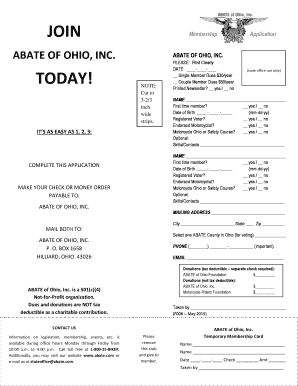 ABATE of Ohio Membership Application