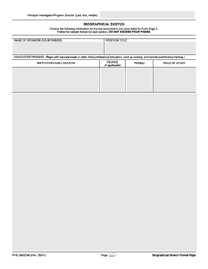 Click for More Info on This Form Principal Investigator/Program Director (Last, first, middle): BIOGRAPHICAL SKETCH Provide the following information for the key personnel in the order listed for Form Page 2 - prod-apache erp ufl