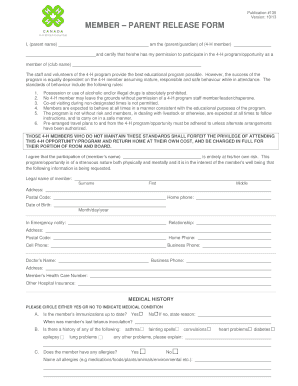 4-H Member-Parent Release Form
