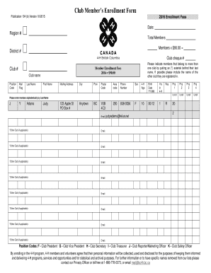 4-H Club Member Enrollment Form