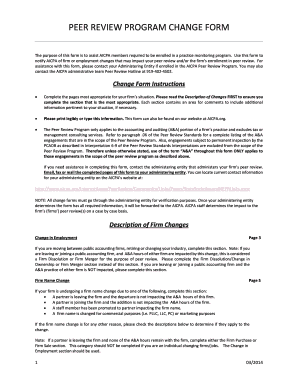 AICPA Peer Review Program Change Form
