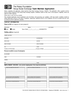 Rotary Foundation Group Study Exchange Application